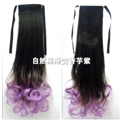 AISHILI Wholesale Synthetic Hair Extensions Two Color gradient Tone Hair Weave Synthetic Ponytail for women